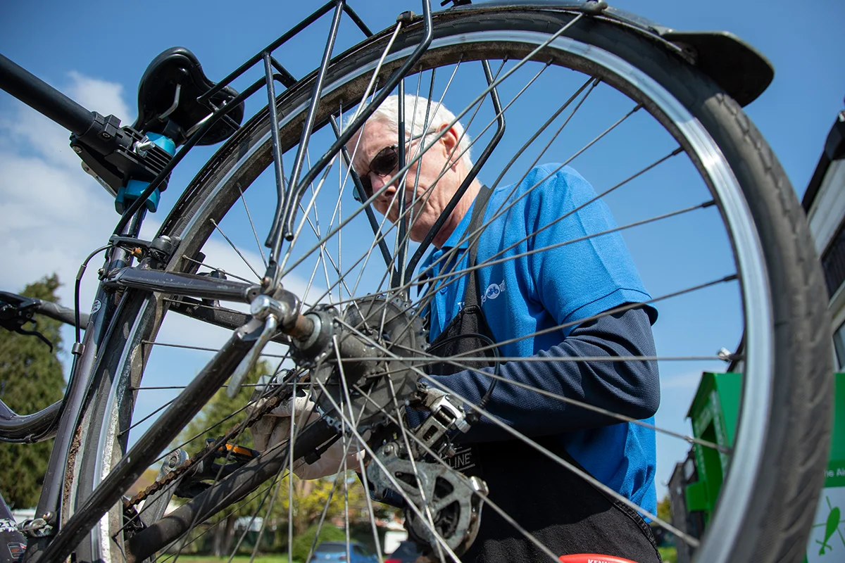botm-featured Close-up through rear spokes Dr Bike at work