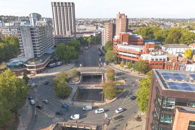 Aerial view of Temple Way