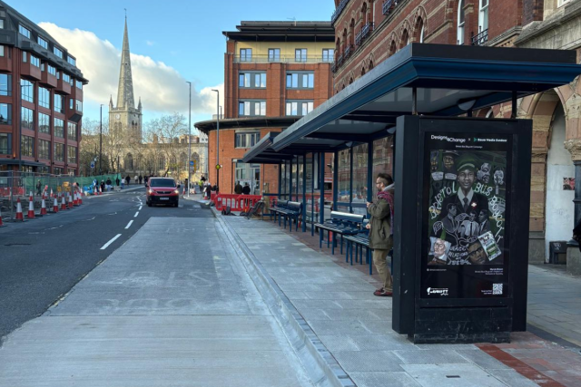 A large bus shelter on Victoria Street